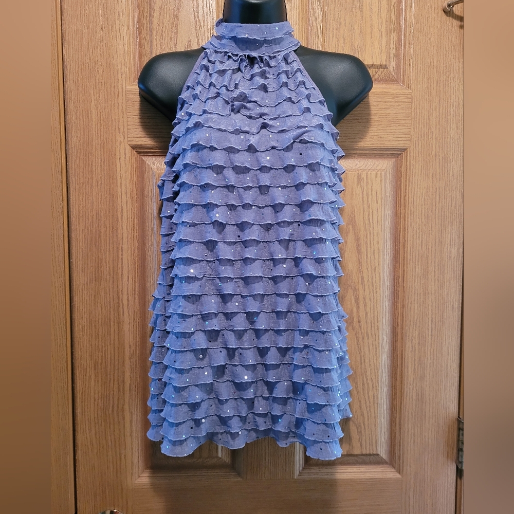 Studio Y Sleeveless Racerback Ruffled Layered Tank Size XL EUC!